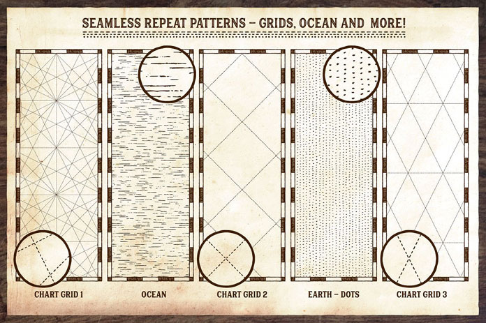 Seamless repeat patterns, grids, ocean and more.