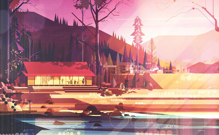 James Gilleard Illustrations, A lovely home in the woods.