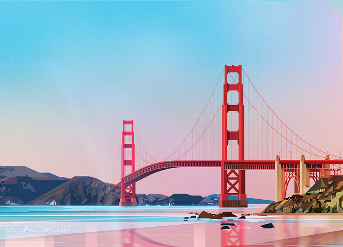 James Gilleard Illustrations, The Golden Gate Bridge in San Francisco