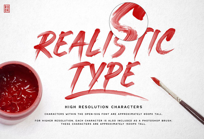 Realistic type with high resolution characters.