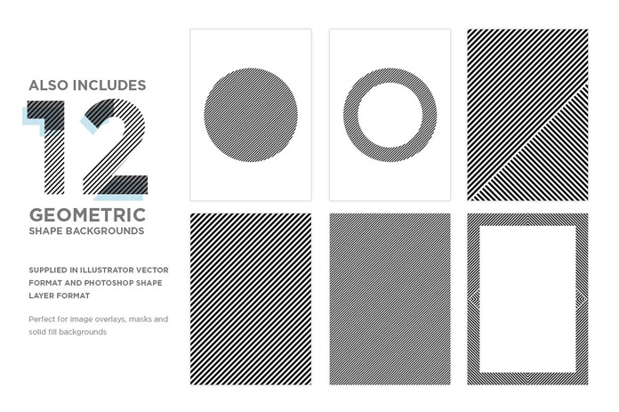 12 geometric shape backgrounds.