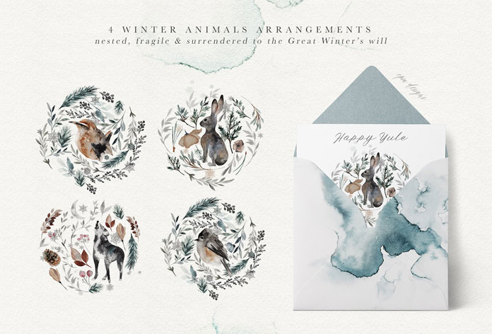 4 winter animal arrangements.