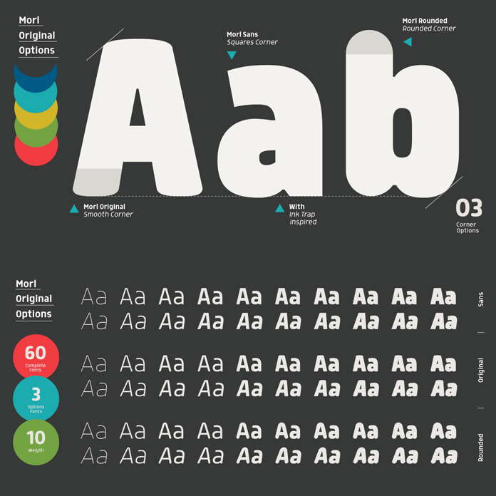 Morl, a display font family with lots of options.