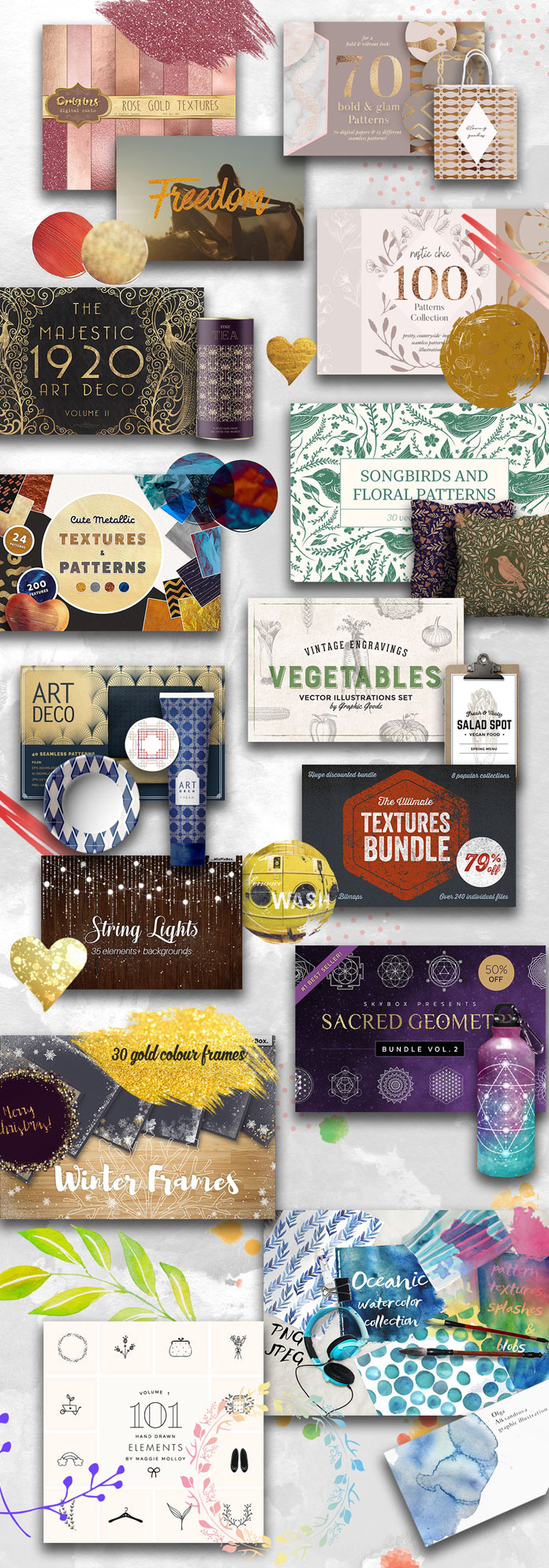 November Design Bundle from Pixelo with 3038 graphic elements plus commercial license.