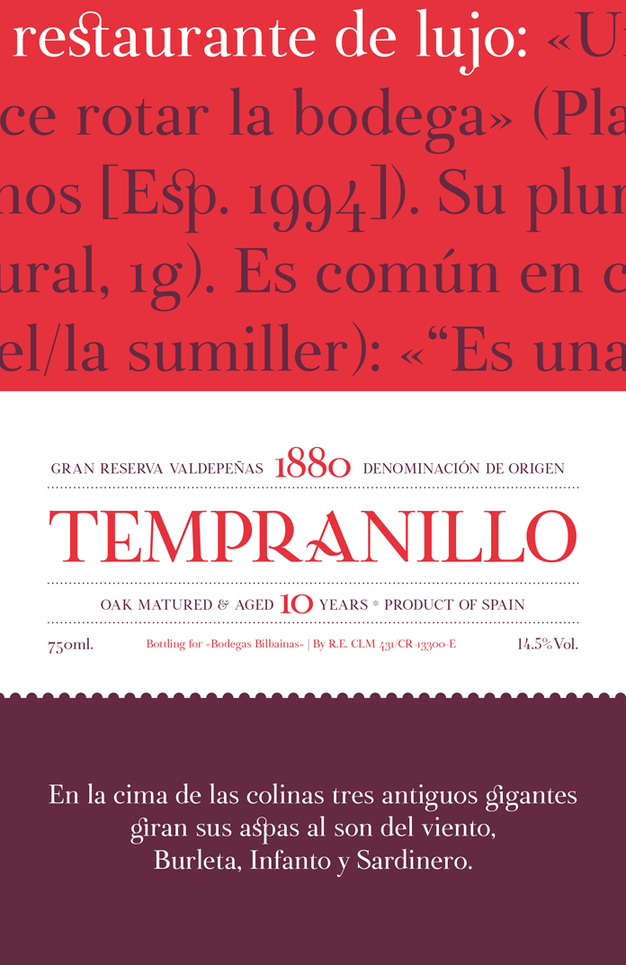 Botera, a classic serif including two styles Regular and Stencil.