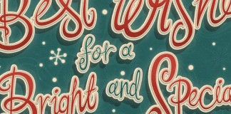 Happy Holidays - hand lettered holiday card by illustrator Steve Simpson
