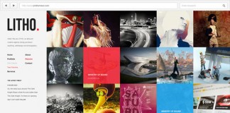 Litho grid-based fullscreen portfolio WordPress theme by Prothemeus