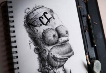 Homer Simpson Pencil Drawing by Pez Artwork