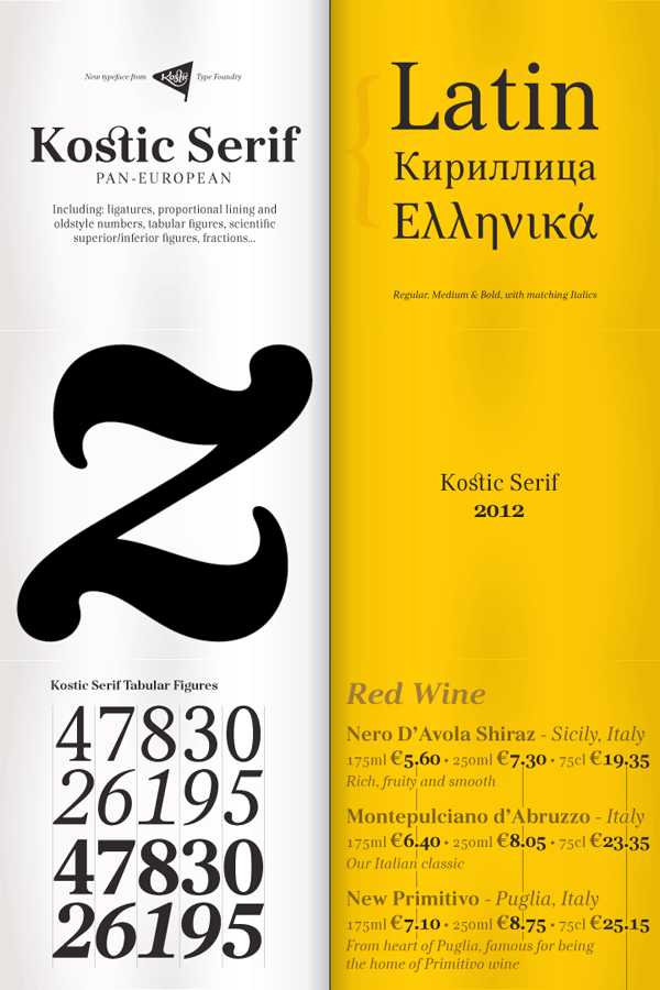 Kostic Serif - Pan European Font Family