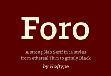 Foro, a strong slab serif font family by Hoftype