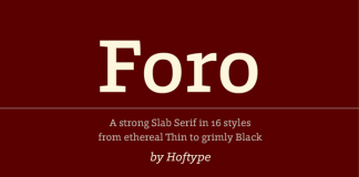 Foro, a strong slab serif font family by Hoftype