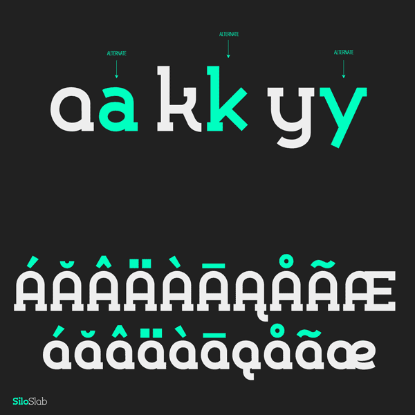 OpenType alternates and a character set for multiple language support.