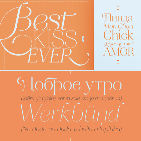 The Aire font family with festive flourishes and frames.