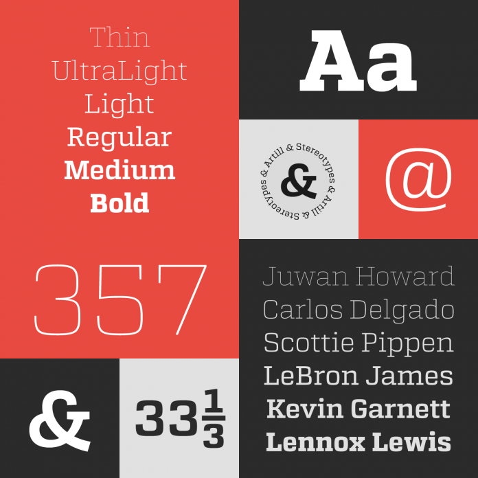 Atletico font, a slab serif type family from Stereotypes.