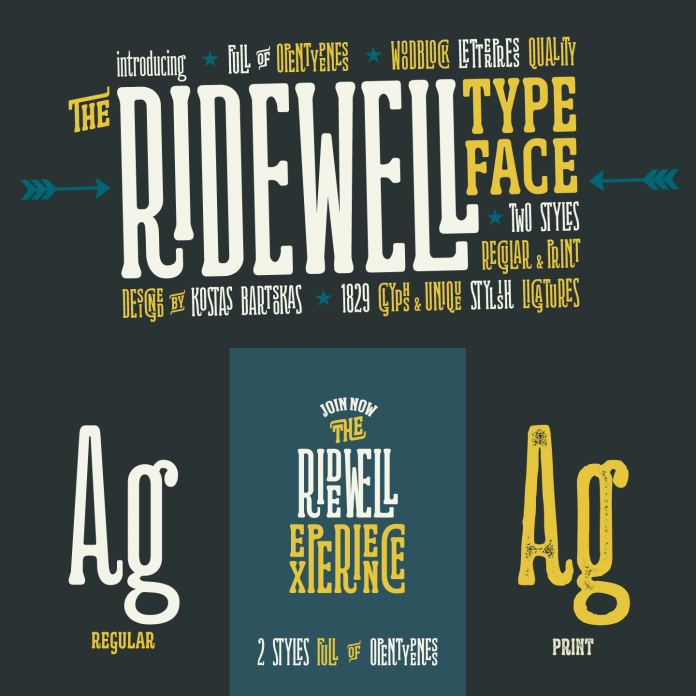 Ridewell, a wood type inspired typeface by Kostas Bartsokas.