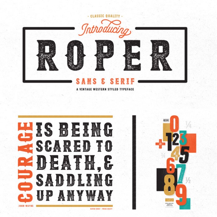Roper typeface, a western styled font family by Andrew Footit.