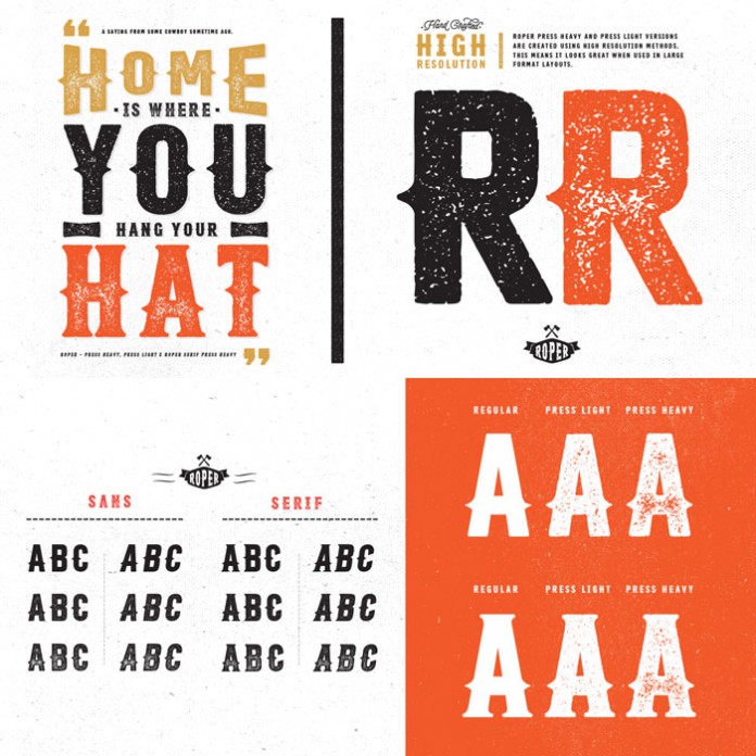 Roper, a letterpress/stamped style typeface.