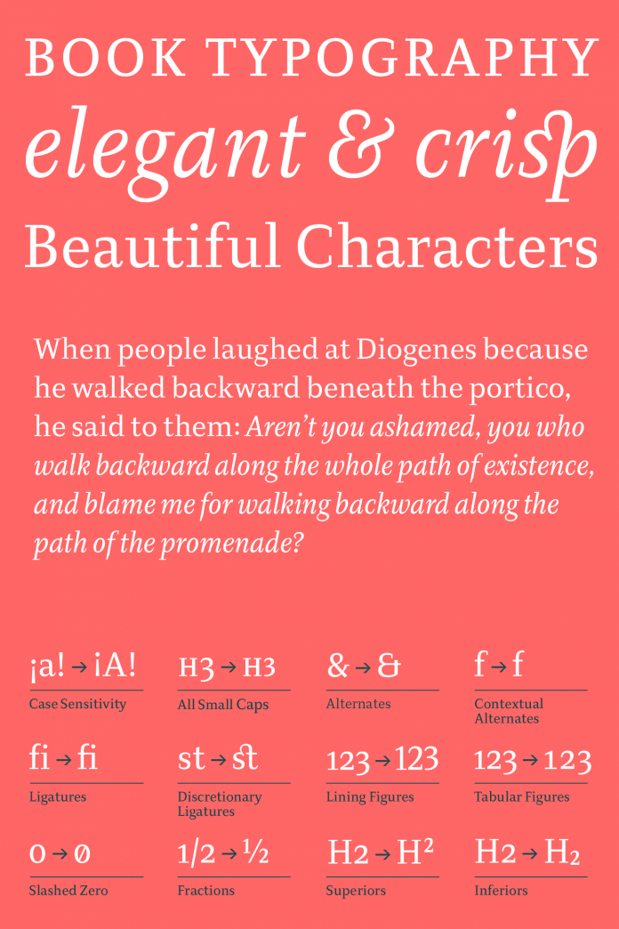 Diogenes, a serif font family by Ludwig Übele.