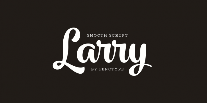 The Larry typeface, a smooth yet sturdy connected script font with a polished vintage touch.
