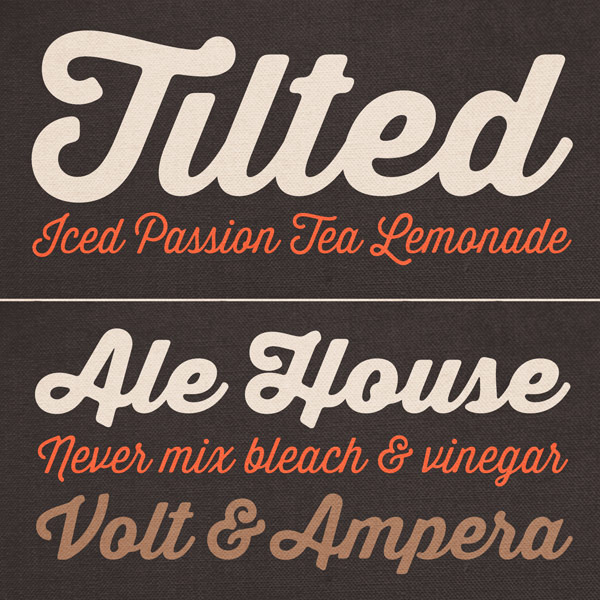 Some samples of this script display typeface by font designer Ryan Martinson.