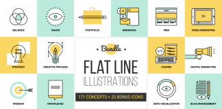 The big pack of flat line illustrations by Bloomua.