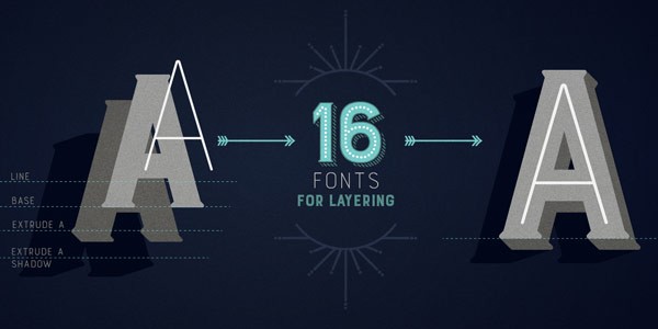 The Burford font family by Kimmy Kirkwood includes 16 fonts for layering.