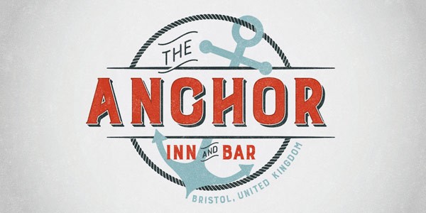 The Anchor Inn and Bar - retro logo design.