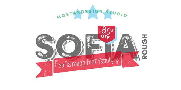 Sofia Rough font family designed by Olivier Gourvat of Mostardesign.