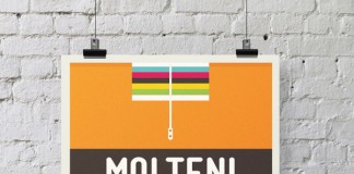 Eddy Merckx Cycling Jersey - Poster design of the Molteni Arcore jersey with the world champion stripes.