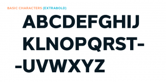 Halcom – examples of basic characters (Extra Bold) and some OpenType features.