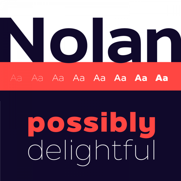 The Nolan font family by Galin Kastelov is a sturdy and geometric sans serif typeface in 8 weights plus true italics.