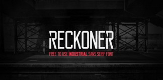 The Reckoner typeface, a free to use industrial sans serif font in two weights created by Alex Dale.