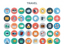 These travel icons are part of a huge bundle of icons from different themes.