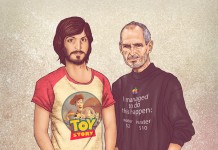 The young vs old Steve Jobs, illustrated by Fulvio Obregon, a Cali, Colombia based graphic designer, illustrator, and character designer.