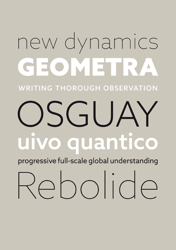 Azo Sans, a geometric sans serif font family by type designer Rui Abreu.