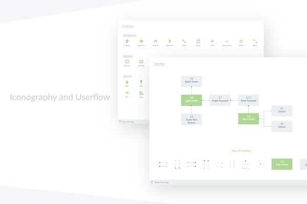 The download pack includes a nice set of iconography, arrows, and userflow charts.