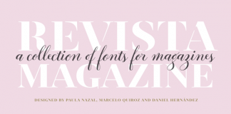 Revista, a fashion inspired font system for magazines and other typographic applications.