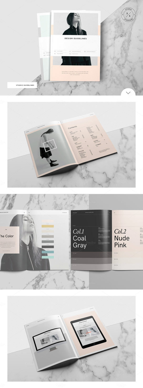 A comprehensive and well designed studio branding guidelines template.
