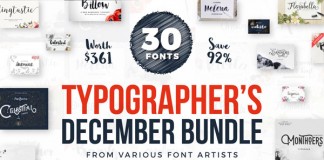 Typographer's December Dream Bundle with 30 fonts.