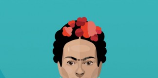 A digital portrait of Frida Kahlo.