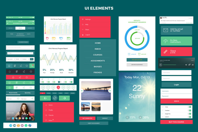The Savvy UI Kit with more than 70 mobile UI Screens and over 100 components of user interface templates.