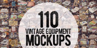 A vintage mockups mega bundle including 110 templates of old art and photography equipment.