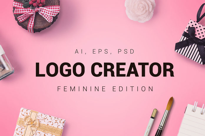The Feminine Logo Creator from Design District for Adobe Illustrator and Photoshop.