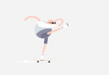 'Kick Push', a funny animated GIF by Swedish graphic designer and illustrator Markus Magnusson.
