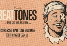 BEAT TONES – Distressed Halftone Brushes for Adobe Photoshop.