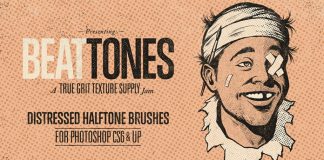 BEAT TONES – Distressed Halftone Brushes for Adobe Photoshop.
