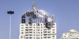 Giant athlete installation in Rio de Janeiro by French artist JR.
