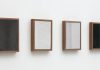 Anthony Pearson, Untitled (Four Part Etched Plaster), 2015, pigmented hydrocal and medium coated pigmented hydrocal in walnut frames.