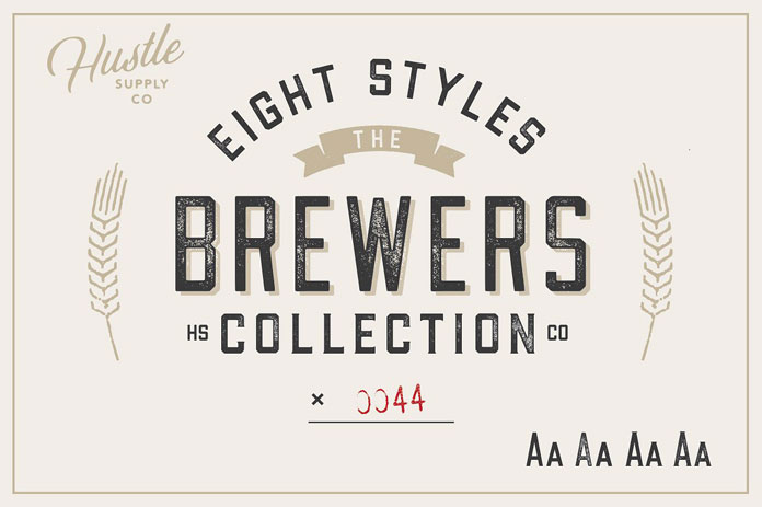 Brewers Font Collection 8 fonts designed by Jeremy Vessey.