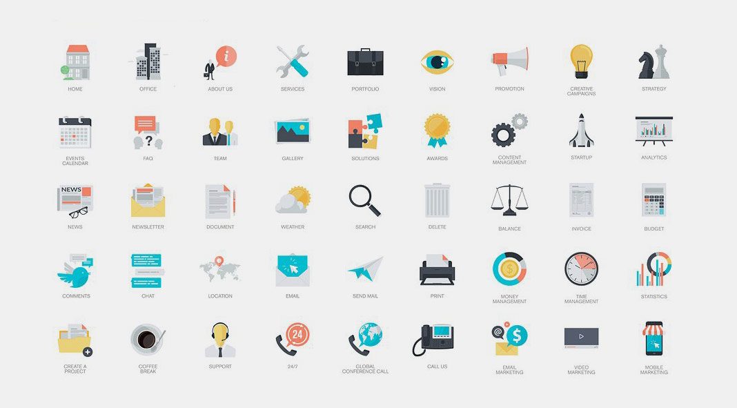 270 flat icons from Pure Solution.